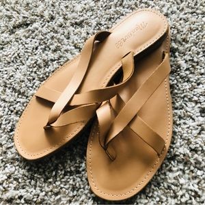 New Madwell Women's natural  Leather Strappy Flat Sandals 8.5